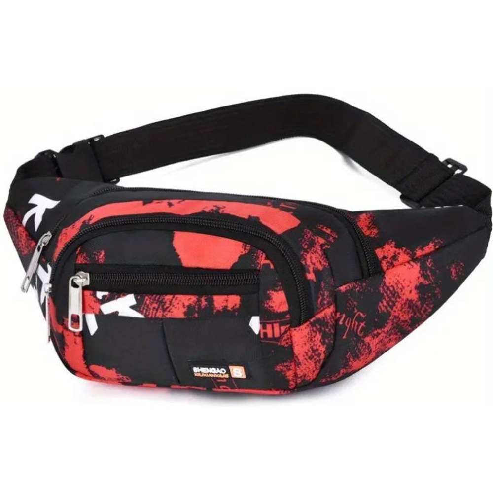 Red Running Waist Bag Large Capacity Crossbody Bag Fanny Pack Unisex